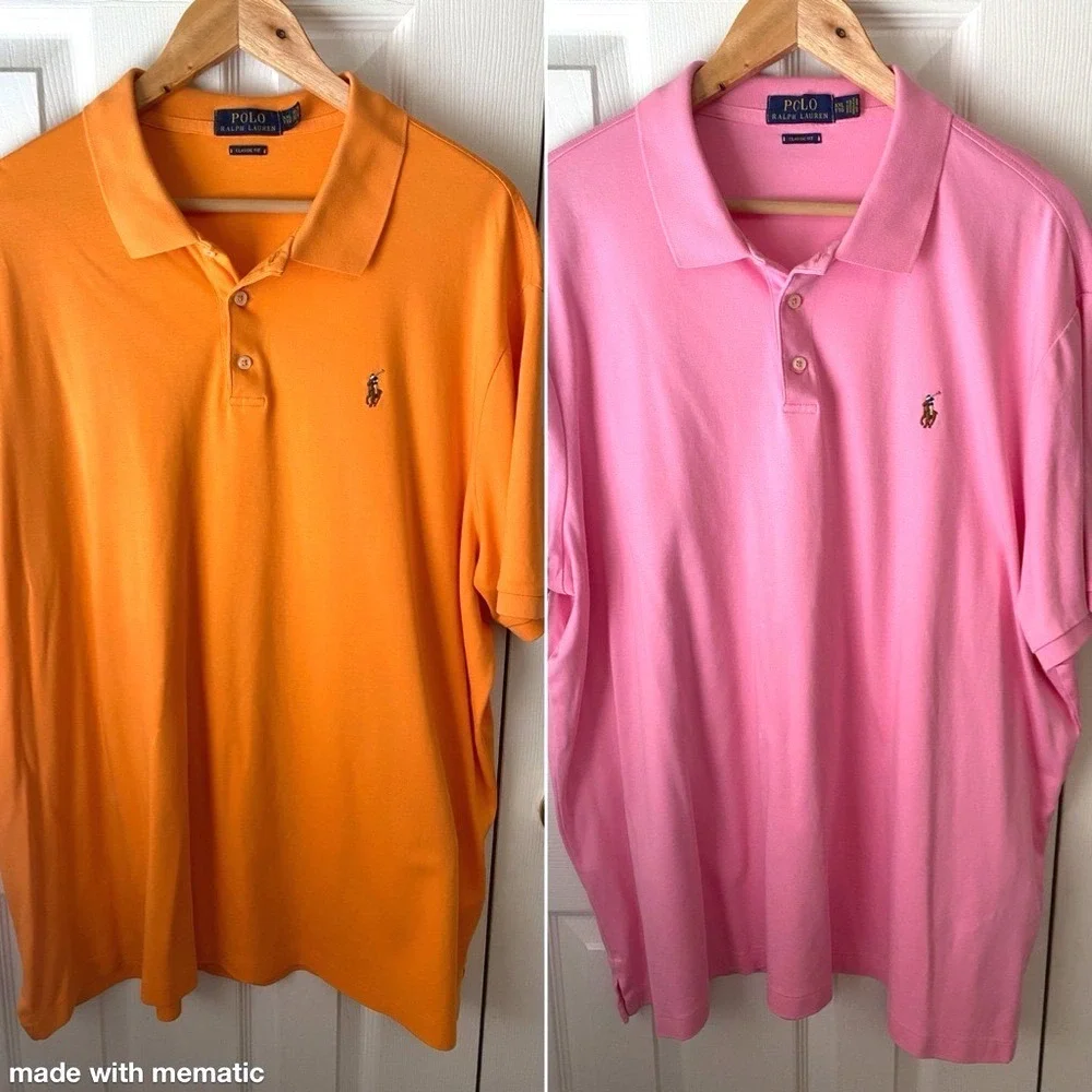 POLO Ralph Lauren LOT OF 2 Classic Fit Soft Cotton Flesh Pony Polo Shirt SZ‎ XXL